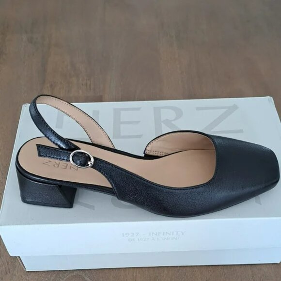 Naturalizer Shoes - Naturalizer Jayla Slingback Pump - Color: Black Leather - Size: 7.5 Wide